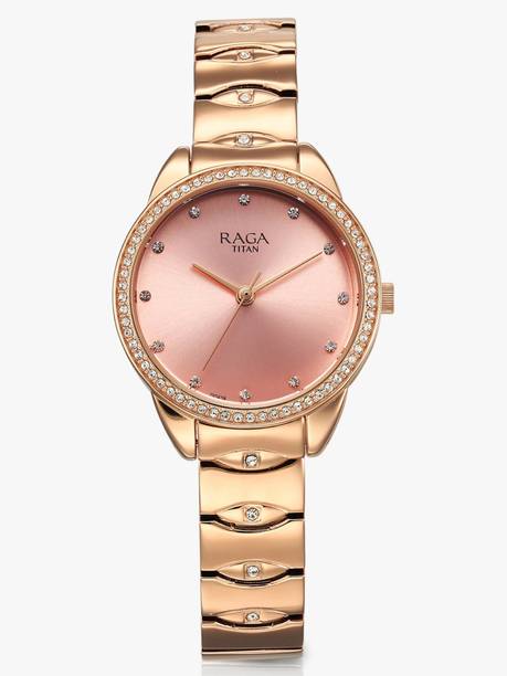 Titan Raga Showstopper Pink Dial Rose Gold MetalStrap Analog Watch - For Women NT95281WM01,95281WM01