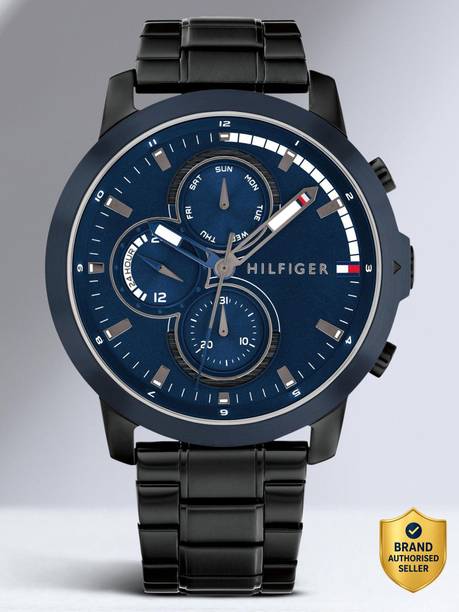 Tommy Hilfiger Multifunction Blue Dial Black Stainless Steel Strap Analog Watch  - For Men TH1792049,NTTH1792049