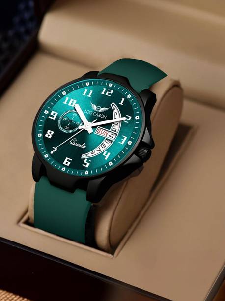 LOIS CARON Green dial silicone strap Elegant Series Square Quartz For /Boys Wrist Analog Watch  - For Men