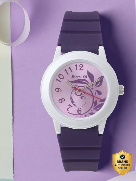 SF Quartz Pink Dial Purple Plastic Strap Analog Watch - For Women NT8992PP03,NU8992PP03