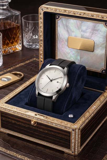 Quartz Silicone Strap & Date Function Analog Watch Analog Watch  - For Men Q-MIN-DD-WH-BK-49