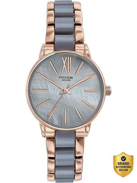 Sonata Poze Color Sway Quartz Green Round Dial Women's Watch Analog Watch - For Women SP80051KM03W