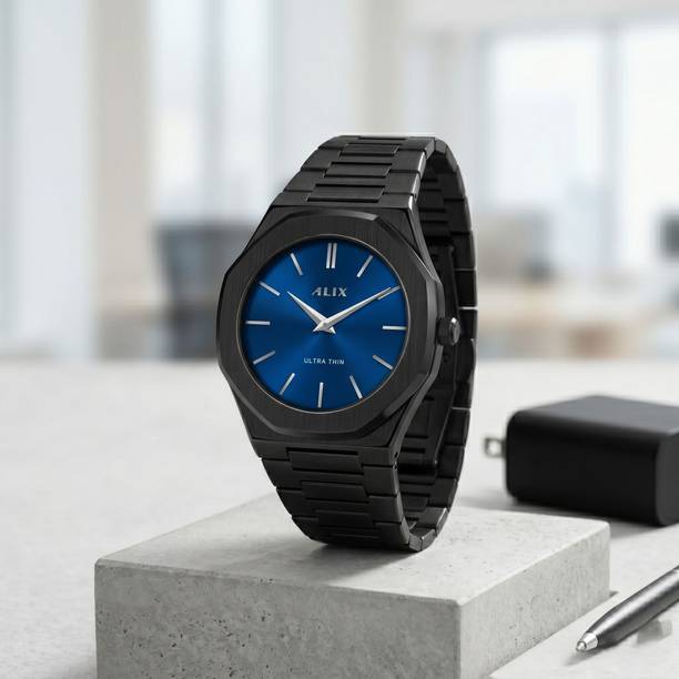 Alix AL2903 Black-Blue soft-touch high contrast Arabic numeral display Analog Watch  - For Men