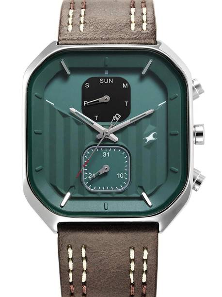 Fastrack Fleek Multifunction Green Dial Brown LeatherStrap Analog Watch - For Men NT3270SL03,NU3270SL03