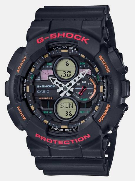 G-SHOCK GA-140-1A4DR Black-Red Dial Resin Strap Analog-Digital Watch - For Men G976