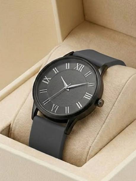 Analog Watch  - For Men & Women Attractive Roman Figure Dark Grey Color Silicone Strap Fast Selling Watch