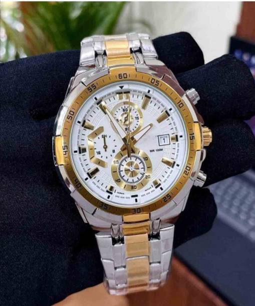 Chorno working watch Dial white golden color Analog Watch - For Men Luxury Chronograph Watch for Men Stainless Steel Analog