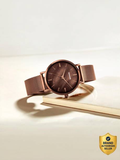 Sonata Mother Of Pearl Dial Brown Stainless Steel Strap Analog Watch - For Women NT87067QM01,NU87067QM01