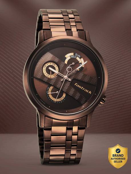 Fastrack Exuberant Multifunction Brown Dial Brown SS Strap Analog Watch - For Men NT3301QM01,NU3301QM01