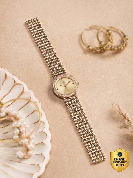 Fastrack Vyb Iconique Quartz Light peach Dial Rose Gold Strap Analog Watch  - For Women FV60111WM01W