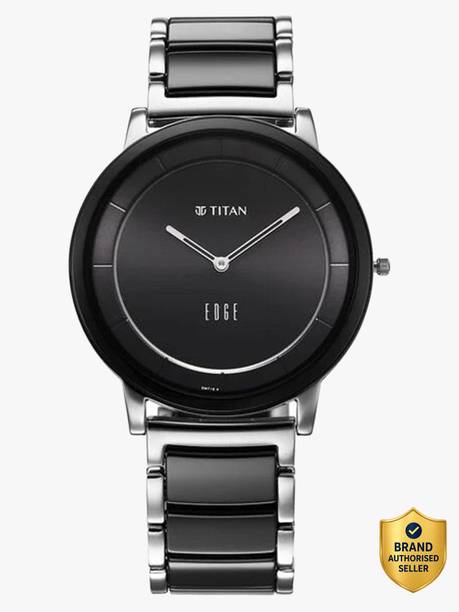 Titan Edge Black Dial Silver Steel & Black Ceramic Strap Analog Watch  - For Men NT1878KD01,3317QM01,1878KD01,NU1878KD01