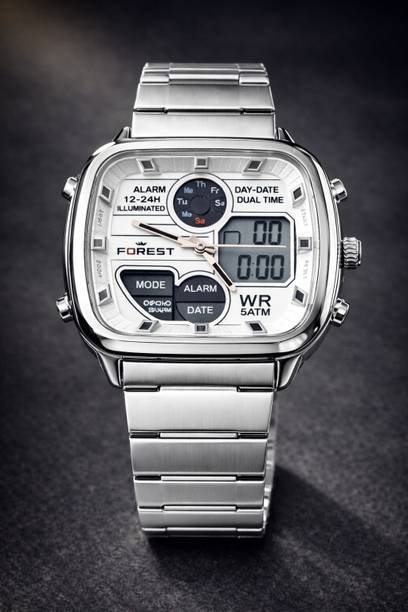 Analog-Digital Watch - For Men FST White Square Multifunctional Mens watch
