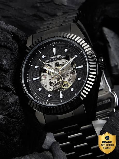 Men's Black Automatic Watch | Black Textured Square Dial Analog Watch  - For Men FCA12BM
