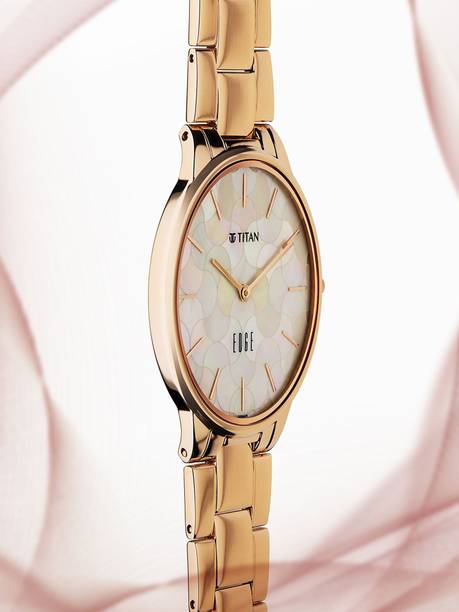 Titan Edge White MOP Dial RoseGold Stainless Steel Strap Analog Watch - For Women NT2734WM02,2734WM02