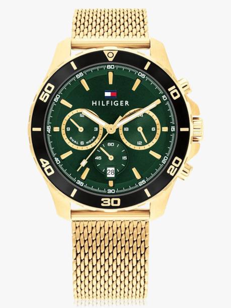 Tommy Hilfiger Multifunction Green Dial Rose Gold SS Strap Analog Watch - For Men TH1792093,NTTH1792093
