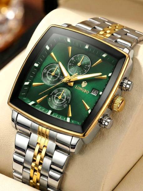 Elevate 83826 Chronograph Watch with Refined Square Dial Analog Watch - For Men Stainless Steel Bracelet, Luminous Hands & Date Display |Men |