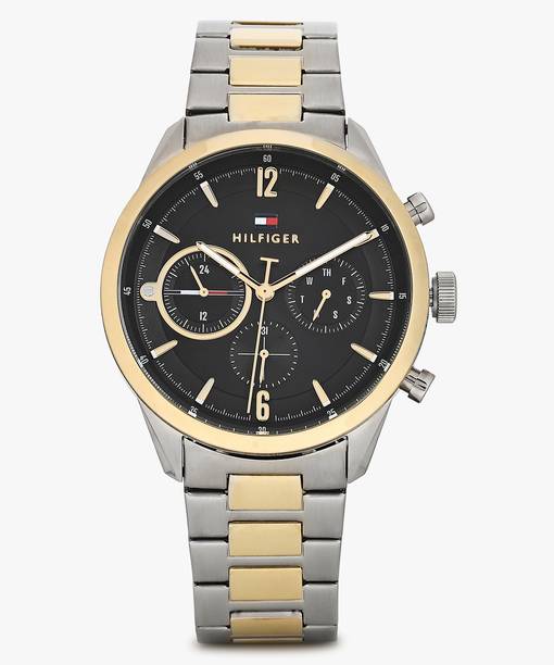 Tommy Hilfiger Multifunction Black Dial SIlver & Gold SS Strap Analog Watch - For Men NETH1791944,NTTH1791944,TH1791944