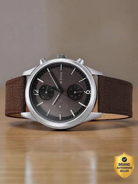 Titan Wrist Wit Multifunction Brown Dial Brown LeatherStrap Analog Watch - For Men NT1805SL12,NU1805SL12