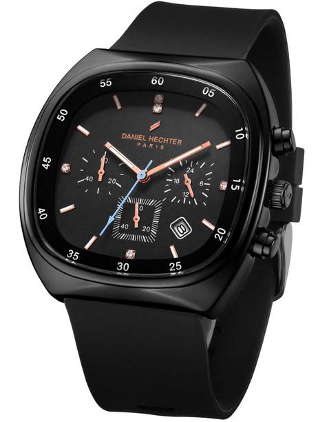 Paris Bercy Collection Modern Multi Functional Square Dial and Silicon Band Analog Watch - For Men DHM1001-01