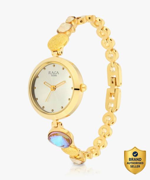 Titan Raga Moments Of Joy Champagne Dial Gold MetalStrap Analog Watch  - For Women TH1782150W, NT2606YM07