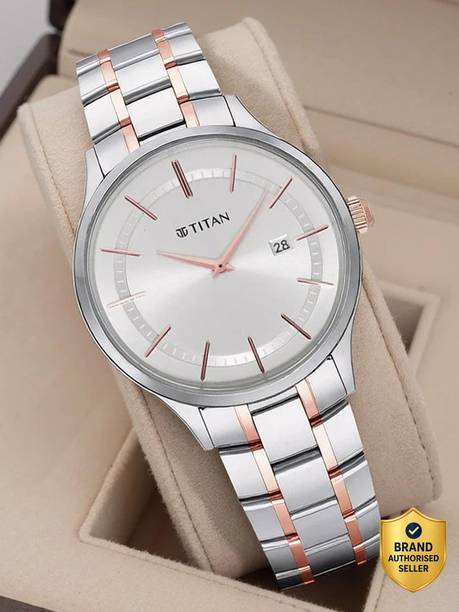 Titan ClaSSique Slimline Silver Dial TwoToned SS Strap Analog Watch - For Men NT90142KM01,NU90142KM01