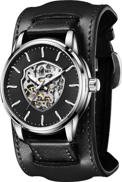 Mens Black Watch Automatic Mechanical Skeleton Black Dial Luxury Wrist Watch Analog Watch  - For Men 7013-Black