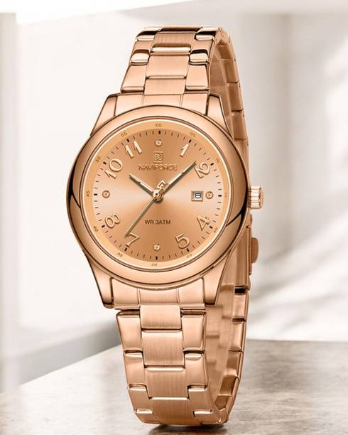 NAVIFORC NF5059RGRG Sparkling New fancy Rosegold dial with Rosegold Stainless Steel strap Quartz Analog Watch  - For Women