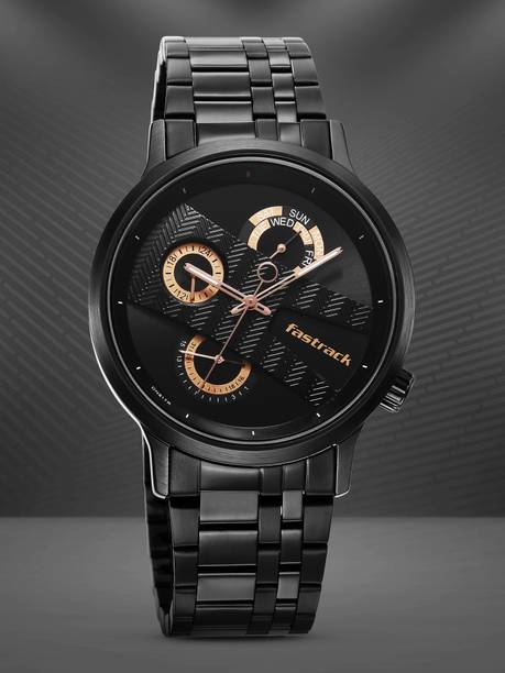 Fastrack Exuberant Multifunction Black Dial Black SS Strap Analog Watch - For Men NT3227SM02,OB16EM02W,3227SM02,NU3227SM02