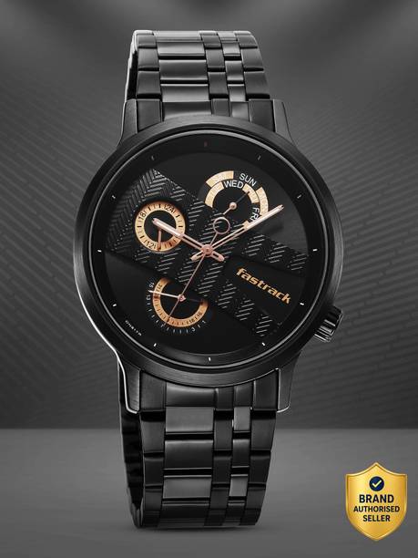 Fastrack Exuberant Multifunction Black Dial Black SS Strap Analog Watch - For Men NT3227SM02,OB16EM02W,3227SM02,NU3227SM02,NU3301NM01