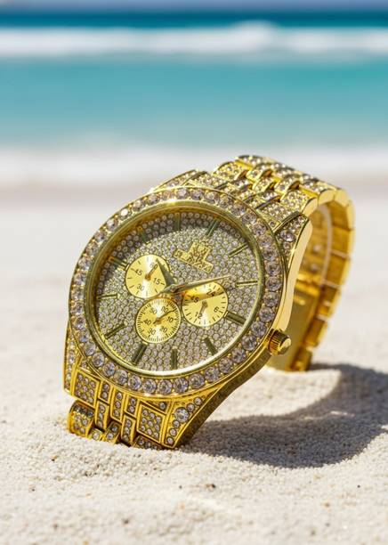 Iced Out Rapper Style Gold Watch Analog Watch  - For Men & Women GOLD WATCH 240
