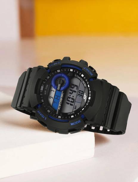 SF Sporty Digital Black Dial Black Polyurethane Strap Digital Watch - For Men NT77130PP03W,NU77130PP03W