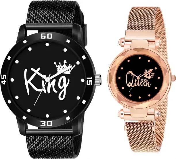Classic Prime Time Series Analog Watch  - For Couple KING AVEYO QUEEN METAL