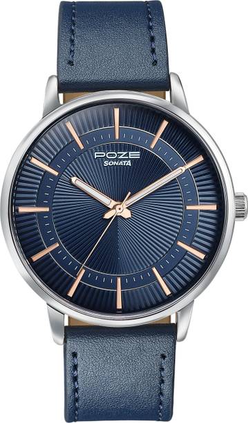 Sonata Poze 6 Strokes And Stroll Qtz Blue Round Dial Men's Watch Analog Watch - For Men SP70076SL02,SP70076SL02W