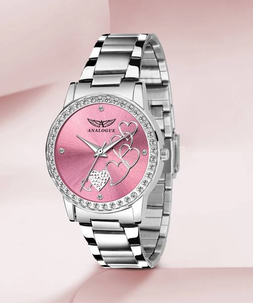 ANALOGUE Sophisticated PINK Diamond-Studded Love Series Sophisticated PINK Diamond-Studded Love Casado Series Analog Watch  - For Women