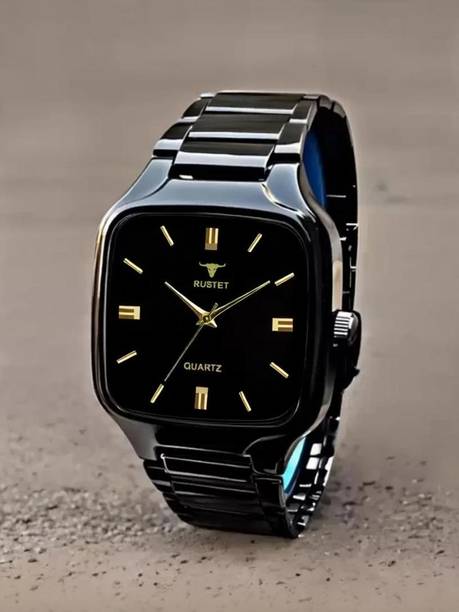 Elegant Series Square Analog Quartz For Men/Boy Analog Watch  - For Men LD-BK059-BLACK Steel Strap