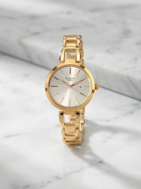 Titan Raga Viva with Date Golden Dial Gold MetalStrap Analog Watch - For Women NT2642YM01,1790837,2642YM01,NU2642YM01