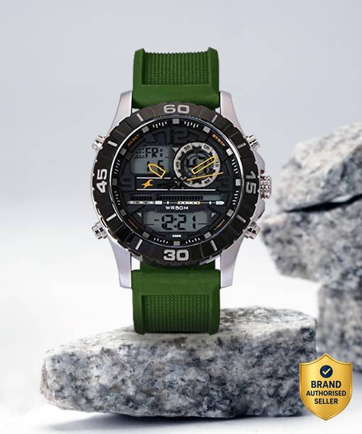 Fastrack Digital Grey Dial Green Silicone Strap Analog-Digital Watch  - For Men NT38035SP01,NU38035SP01