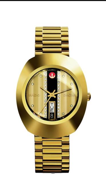 Glowme RADO GLOWME Diastar Analogue Men's Watch (Gold Dial Colored Strap घड़ी - पुरुषों के लिए