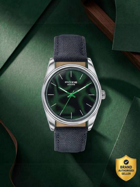 Poze 9 Quartz Black/Green Dial Black Strap Analog Watch  - For Men SP70033SP01W