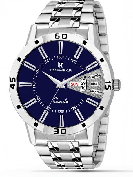 TIMEWEAR 183BDTGCH Formal Blue Dial Day and Date Stainless Steel Chain Analog Watch  - For Men