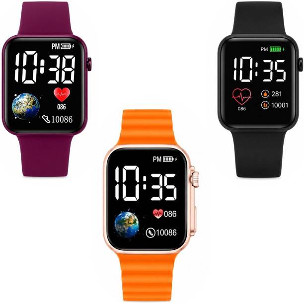 SmartWatch Hybrid Smartwatch Watch  - For Men & Women PRO-J_led maroon_led-blk_ULTRA ORANGE