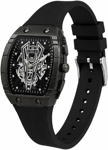 Fobras Silver Black Analog Watch  - For Men & Women Fobras