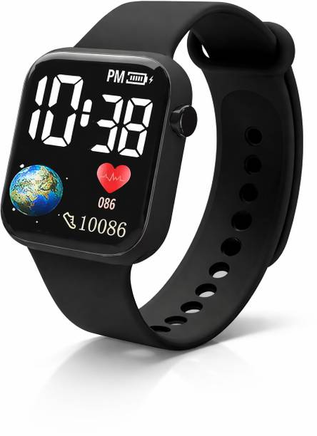 LED Earth Watch for Boys with Date & Time Display Digital Watch  - For Boys & Girls Kids_LED_Black