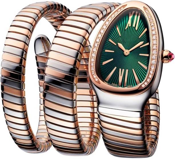Snake Watch||Green Dial|| Crystal-Studded Triangle Dial || Ladies Fashion Women Analog Watch - For Women Snake Watch