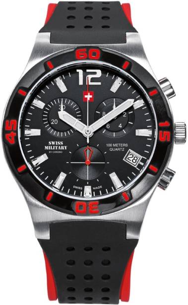 Swiss Military by Chrono | Dial Shape Round| Dial Color Black| Strap Color Black Quartz Watch-SM34015.06 Swiss Made Chronograph Black Dial Quartz Analog Watch  - For Men