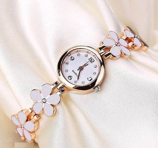 New Analog Trendy Quartz Watch Analog Watch  - For Women NWREL_Steel Flower White