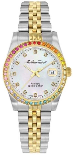 Mathey-Tissot D809BQYI Mathy Rainbow Swiss Made Quartz White Dial Analog Watch  - For Women