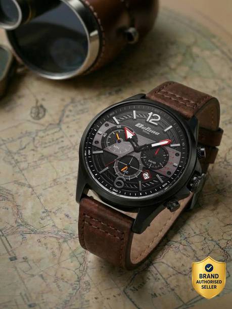 Quartz with Black Dial Brown Leather Strap Analog Watch - For Men 90238KL03