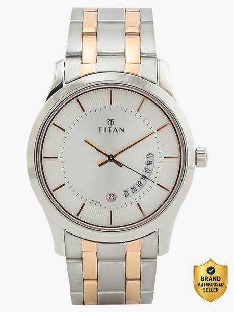 Titan NP1823KM01 Titan with Date Silver Dial Silver & Rose Gold Stainless Steel Strap Analog Watch  - For Men