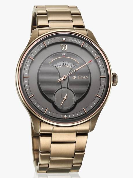 Titan Quartet Grey Dial Brown Stainless Steel Strap Analog Watch - For Men NT2651WM02,1790876,2651WM02,NU2651WM02,NU1890QM01